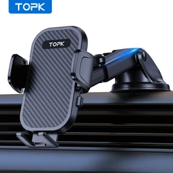 TOPK Phone Holder for Car, Cell Phone Mount for Car Dashboard Windshield Compatible with iPhone Samsung and All Smartphones