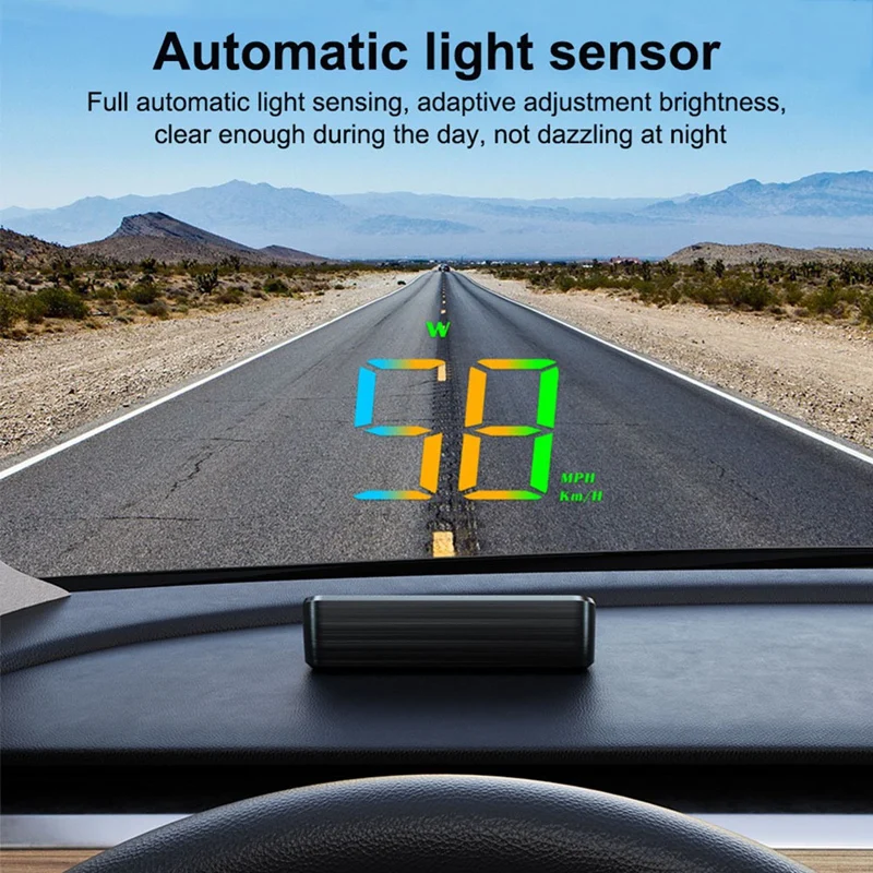 Q2-HUD GPS Beidou Dual Data Auto Head-Up Display Meter Snelheid MPH KM/H 5V USB M2S Voorruitprojector Kleurendisplay LCD