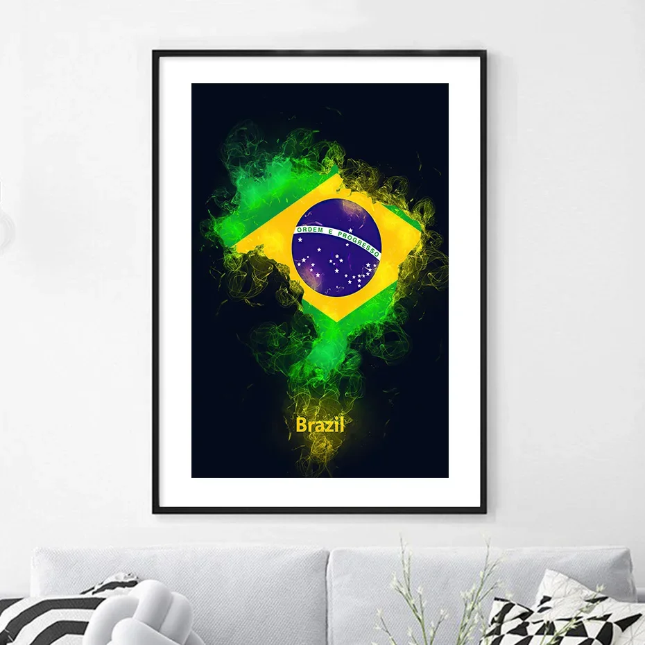 Wall Art Canvas Painting Brazil Argentina Peru Country Flags Map Nordic Posters And Prints Wall Pictures For Living Room Decor