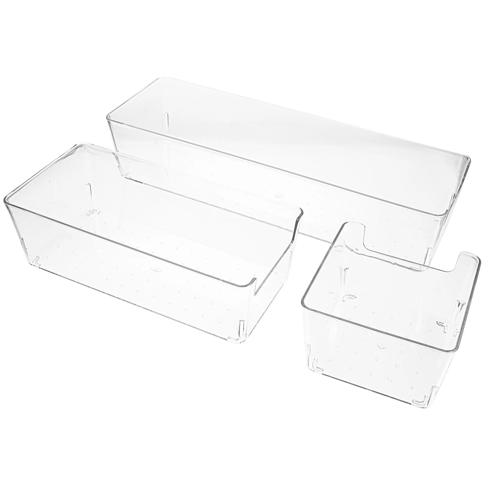 

3pcs Storage Box Set Transparent Drawer Organizer Trays PET Material Lightweight Desk Supplies Organization Solution
