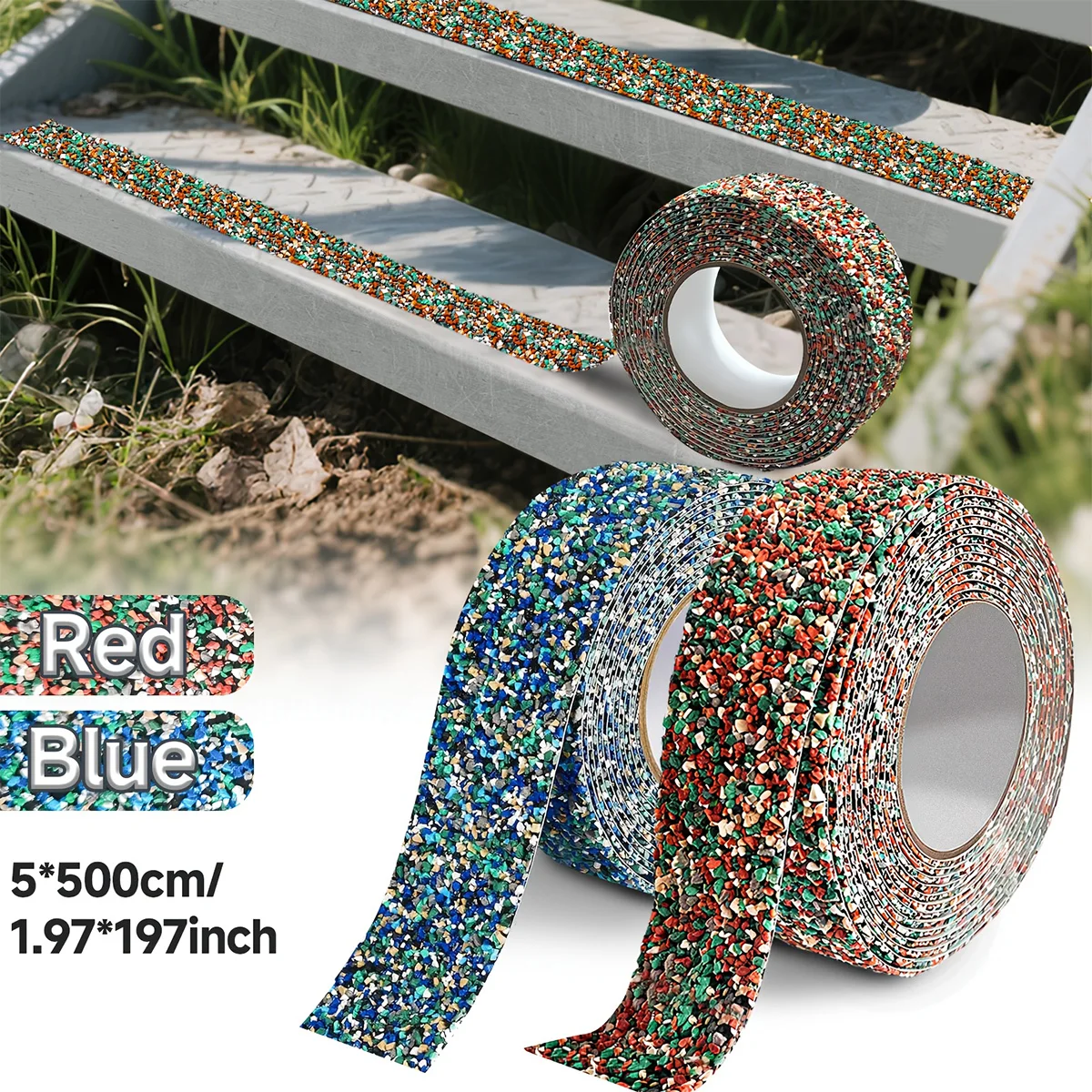 High Adhesion Anti-Slip Tape Red/Blue for Swimming Pool Boat Staircase Bathroom - Safe Traction with Temperature Resistance
