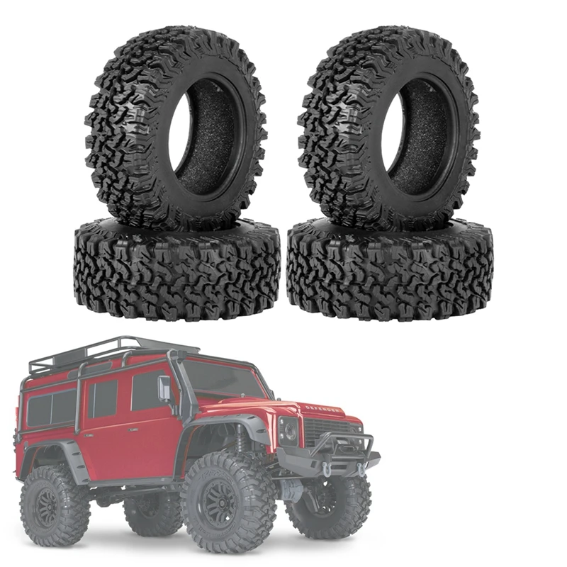 4PCS 90Mm 1.9 Rubber Tire Wheel Tyres For 1/10 RC Crawler Car Traxxas TRX4 RC4WD D90 Axial SCX10 II III Redcat MST