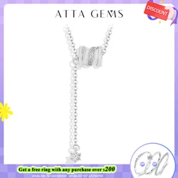 ATTAGEMS Minimalist Moissanite Necklace for Women Original Round Wheel Pendant S925 Sterling Silver Wedding Party Daily Jewelry