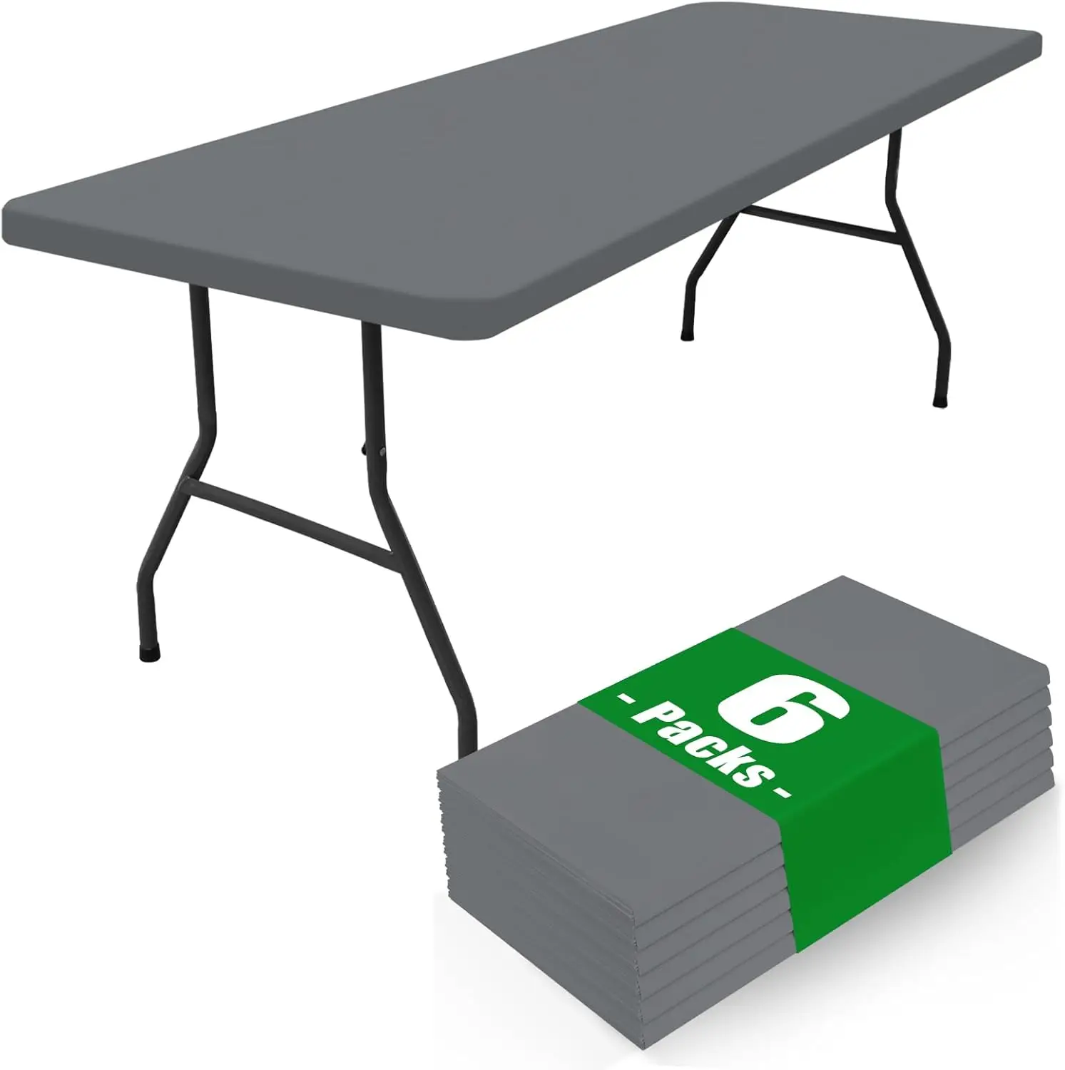 

Spandex 6 Foot Rectangle Table Cloth 6 Pack, Elastic Fitted Tablecloths for Picnic, Stretch Washable Patio Table Cover f