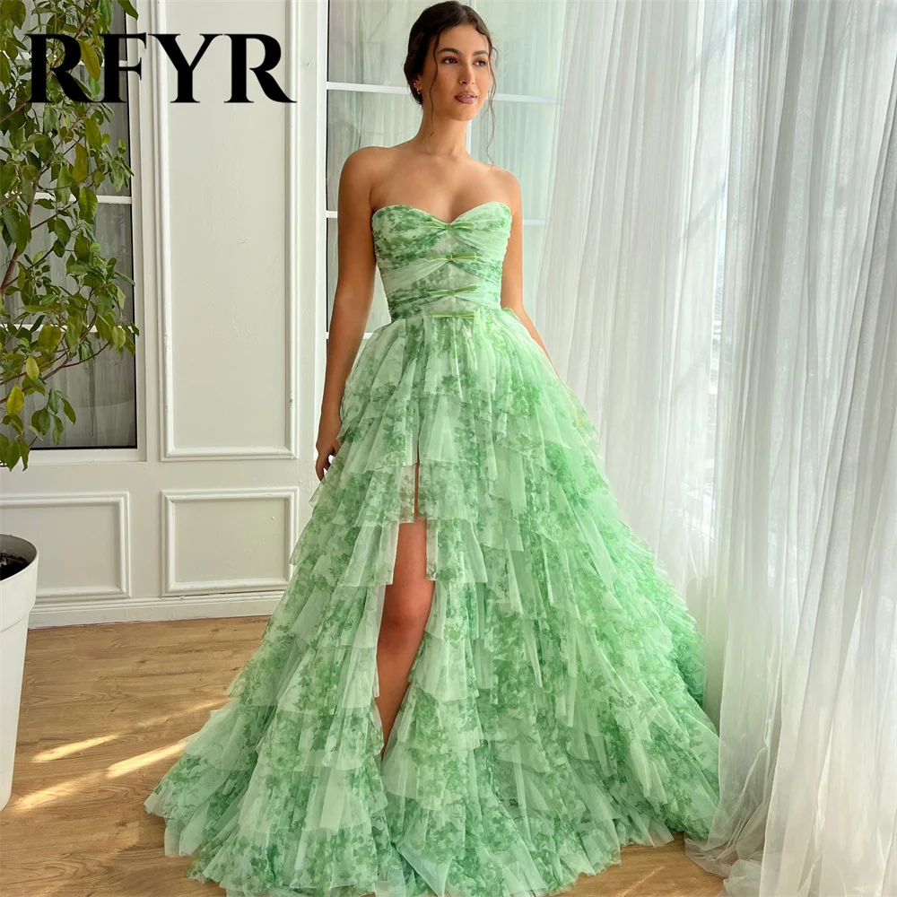 

RFYR Green Elegant Sexy Wedding Party Dress Sweetheart Celebrity Dresses Pleat Tiered Pleat Special Occasion Dresses Customized