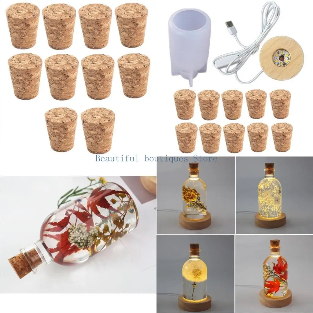 

U4LF LED Light Silicone Mold with USB Power Supply Wooden Base Bracket