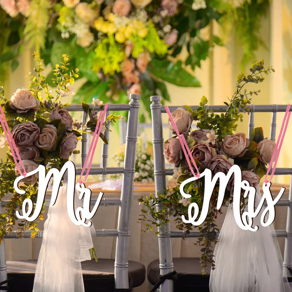 1 مجموعة الزفاف خشبية معلقة علامة الزخرفية كرسي زخرفة تصميم رسالة ريفي لحفل زفاف الديكور الرومانسي