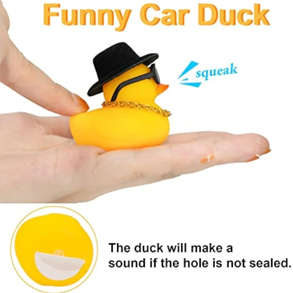 1pc Cute Car Rubber Duck Car Duck Decoration Dashboard with Cool Accessories Christmas Hat Sunglasses Scarf or Necklace