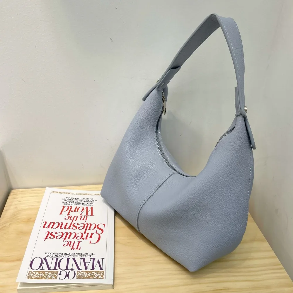 

Portable Large Capacity PU Hobo Bag Korean Style Handbag Shoulder Bag Solid Color Fashion Design French Style Handbag Travel