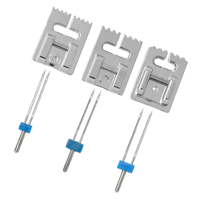 

1 Set Double Needles Sewing Machine Presser Foot Set Home Use Stable Fabric Handling Accurate Stitching Sewing Accessories