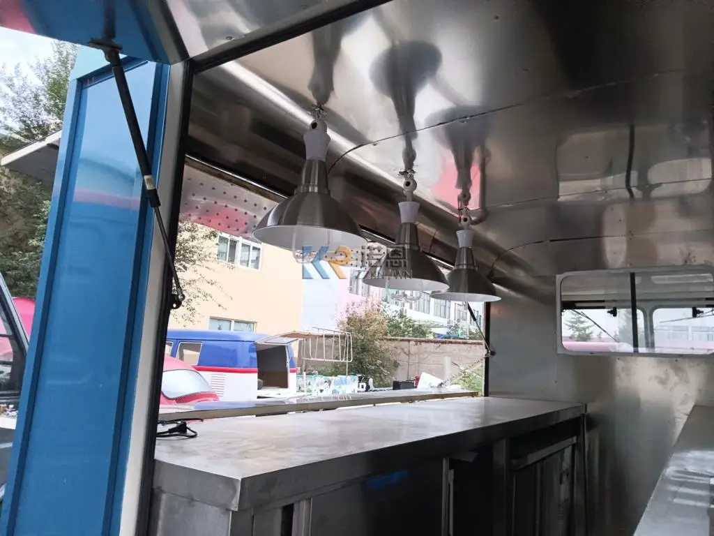 In Stock Vintage Electric Food Truck Commercial Mobile Food Van Coffee Ice Cream Cart with Kitchen Equipment