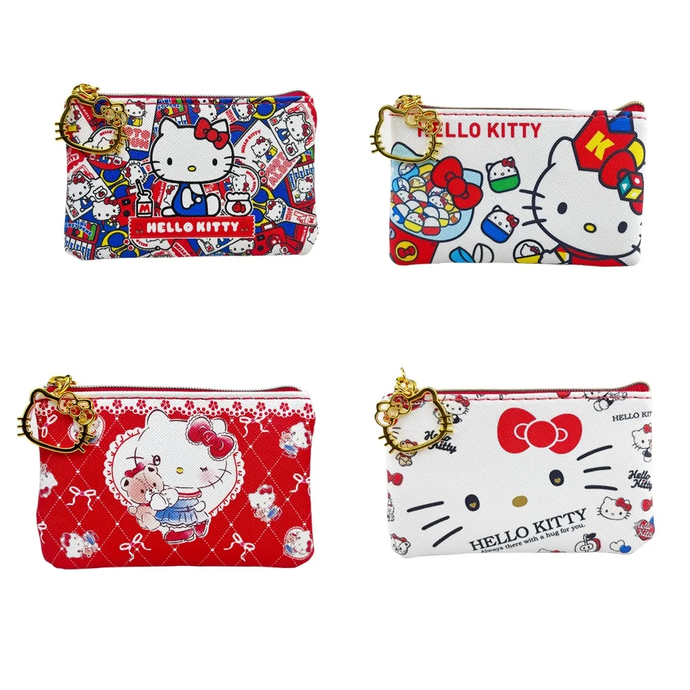 

hello kitty cute wallet girls mini coin pouch zipper creative wallet clutch bag cartoon kawaii women birthday gift PU material