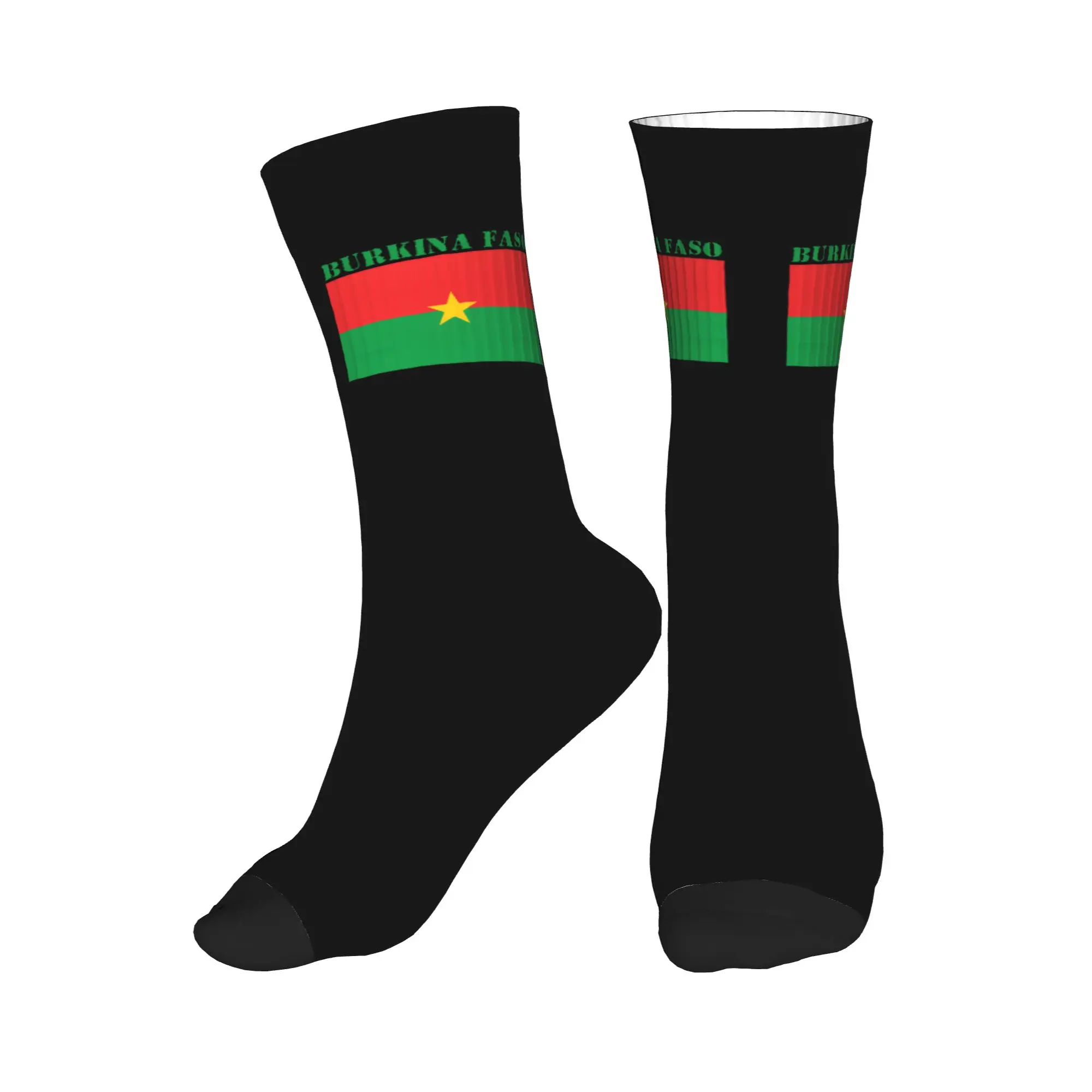 

Novelty Printing Burkina faso Flag Socks for Men Women Stretchy Summer Autumn Winter Crew Socks