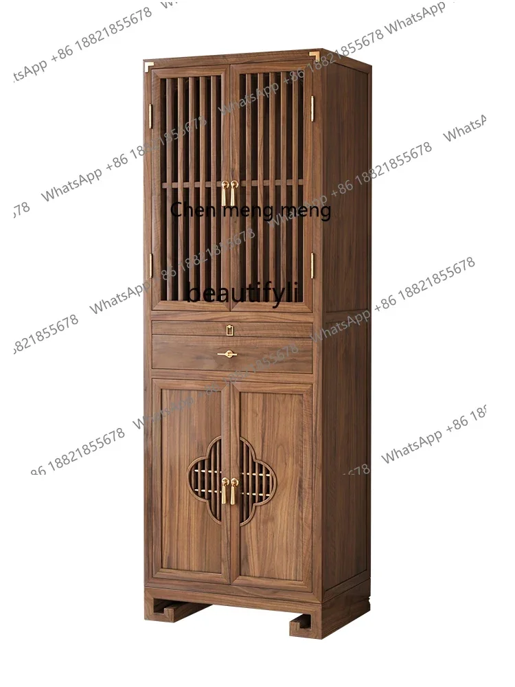 

X Black walnut new Chinese vertical cabinet platform Buddhist cabinet household simple light luxury God of Wealth cabinet
