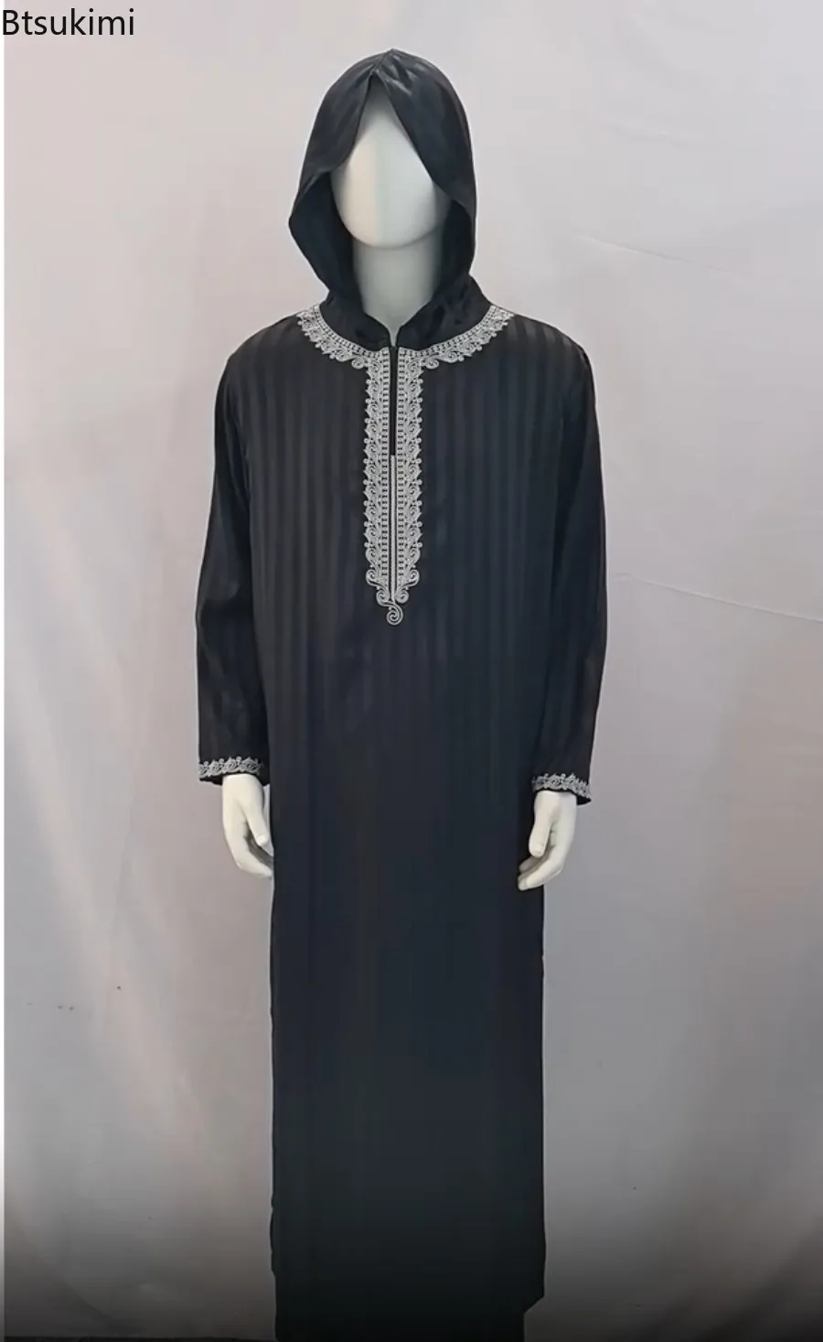 

Новая мужская одежда для Ближнего Востока 2026: Марокканский халат, мусульманское мужское платье, роскошная вышитая абайя с капюшоном, исламский кафтан, саудовская арабская роба