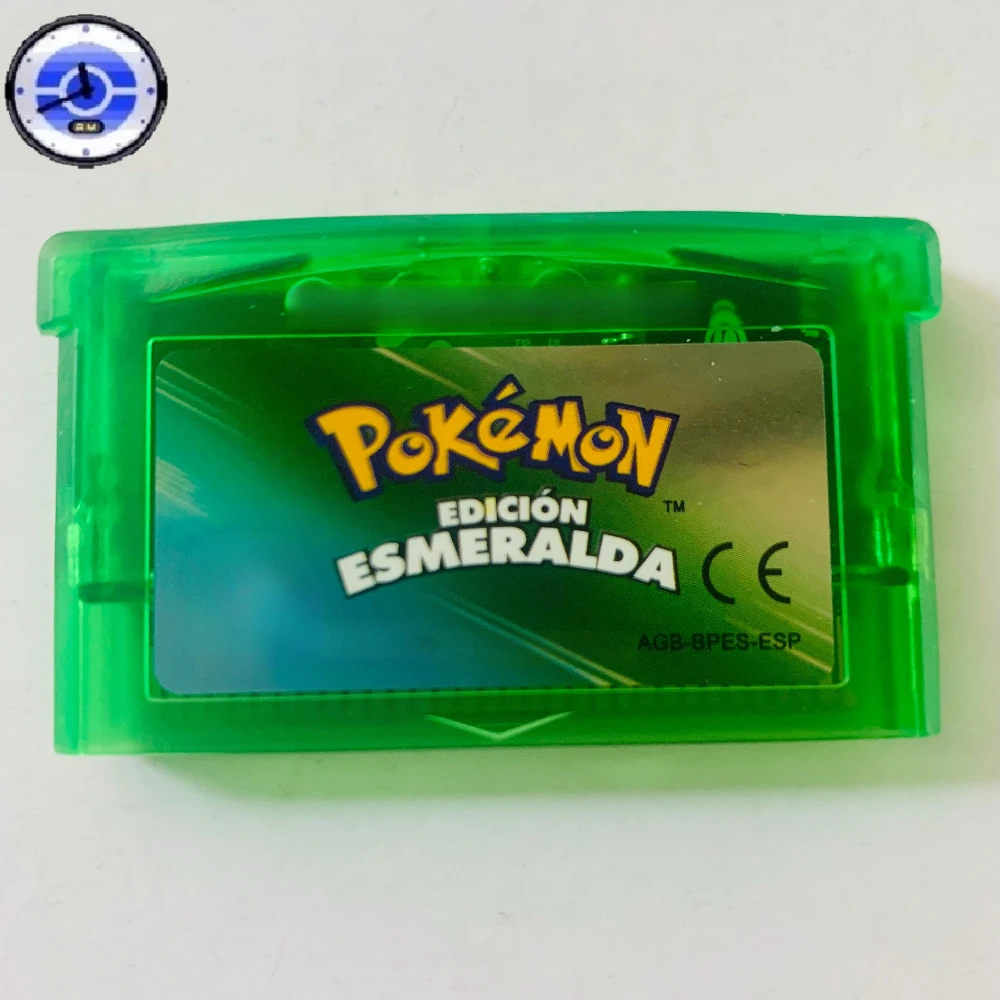 GBA RTc Retro Game Cartridge，Pokémon Ruby Emerald Fire Red Sapphire Leaf Green，  English，German，Spanish Games Cartridge