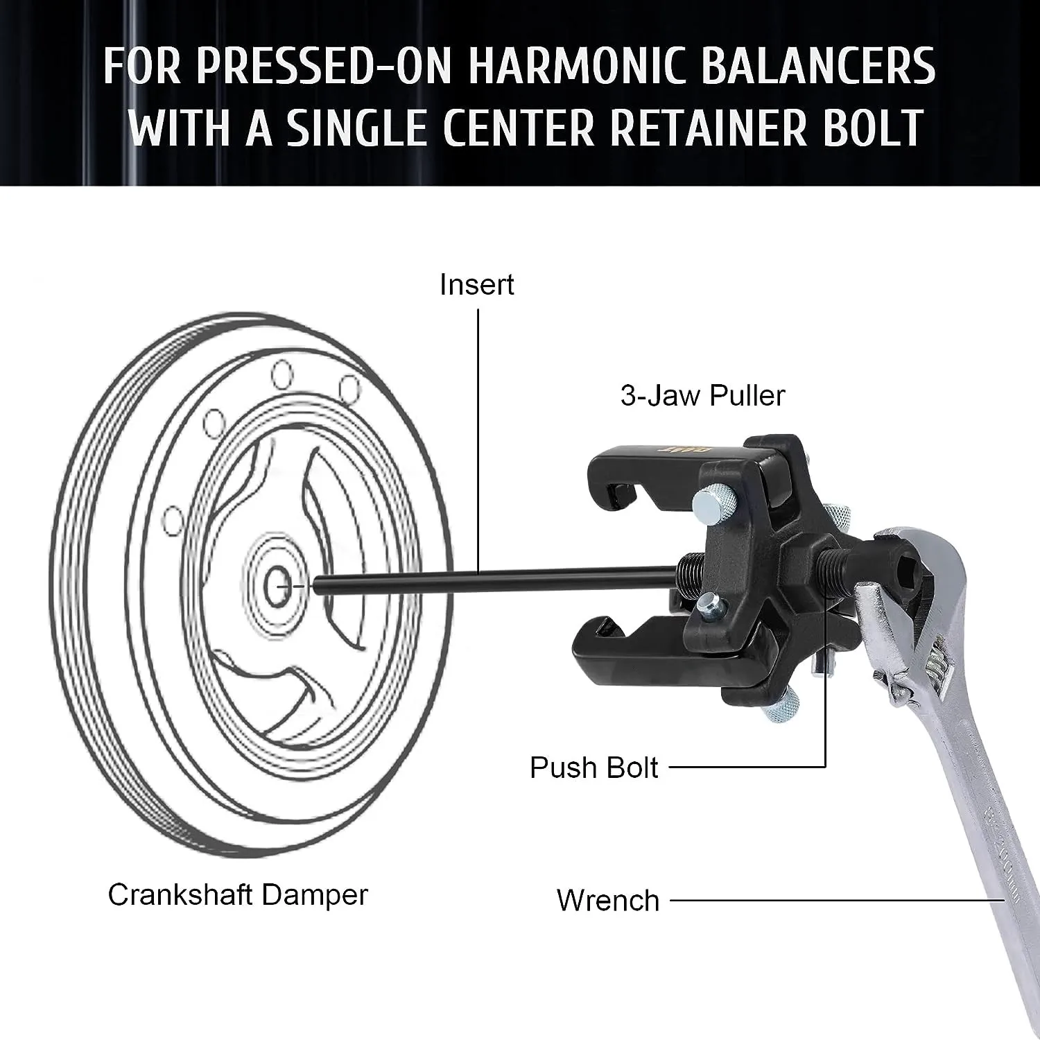 Harmonic Balancer Puller Kit,Adjustable 3-Jaw Puller Set for Removing Dampers & Balancers,Automotive Car Repair Tools