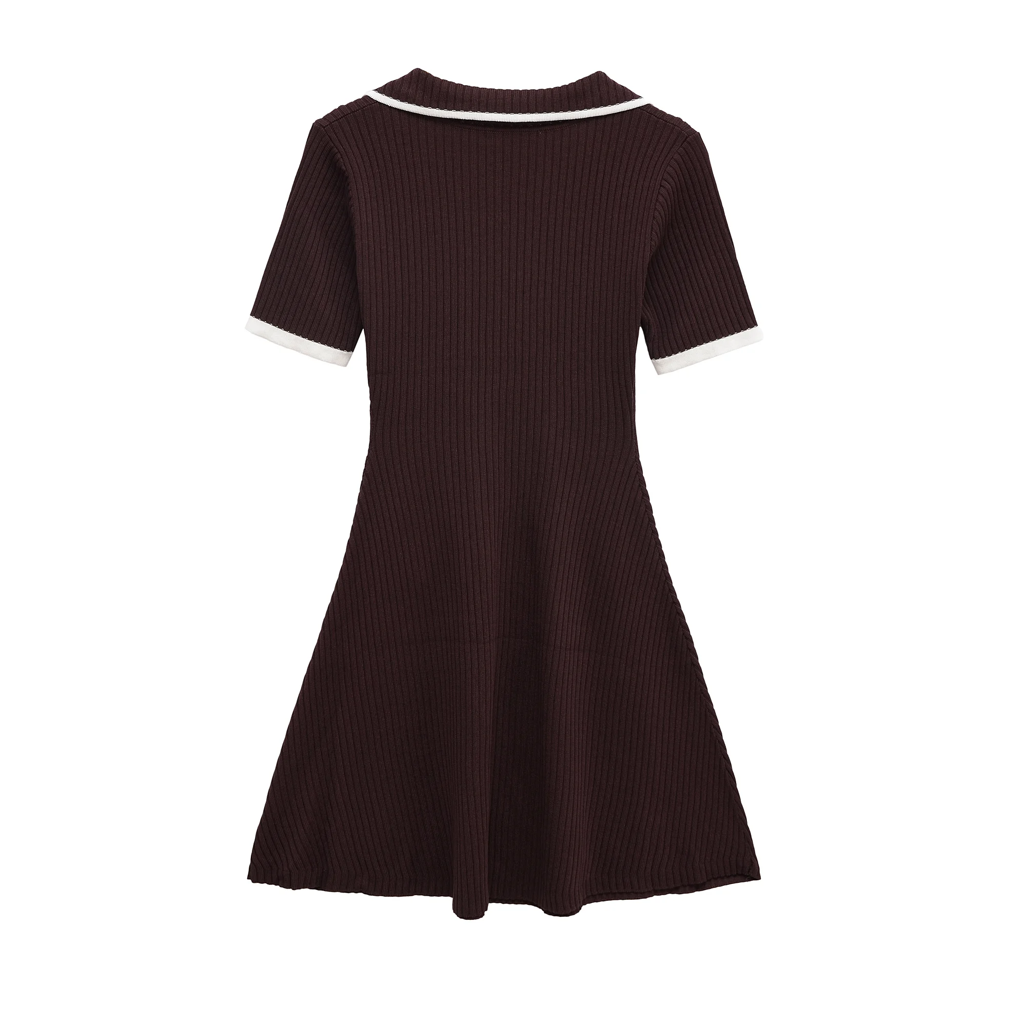 2025 가을 신상 여성 슬림핏 V넥 스타일 숏 스커트 허리 조절 메탈 버튼 골지 원피스 캠퍼스룩