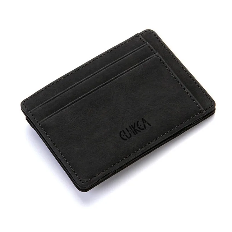 Ultra Thin PU Leather Women Men Magic Wallets Mini Small Coin Purses Portable Short Business Credit Card Holder Clutch Bag Case