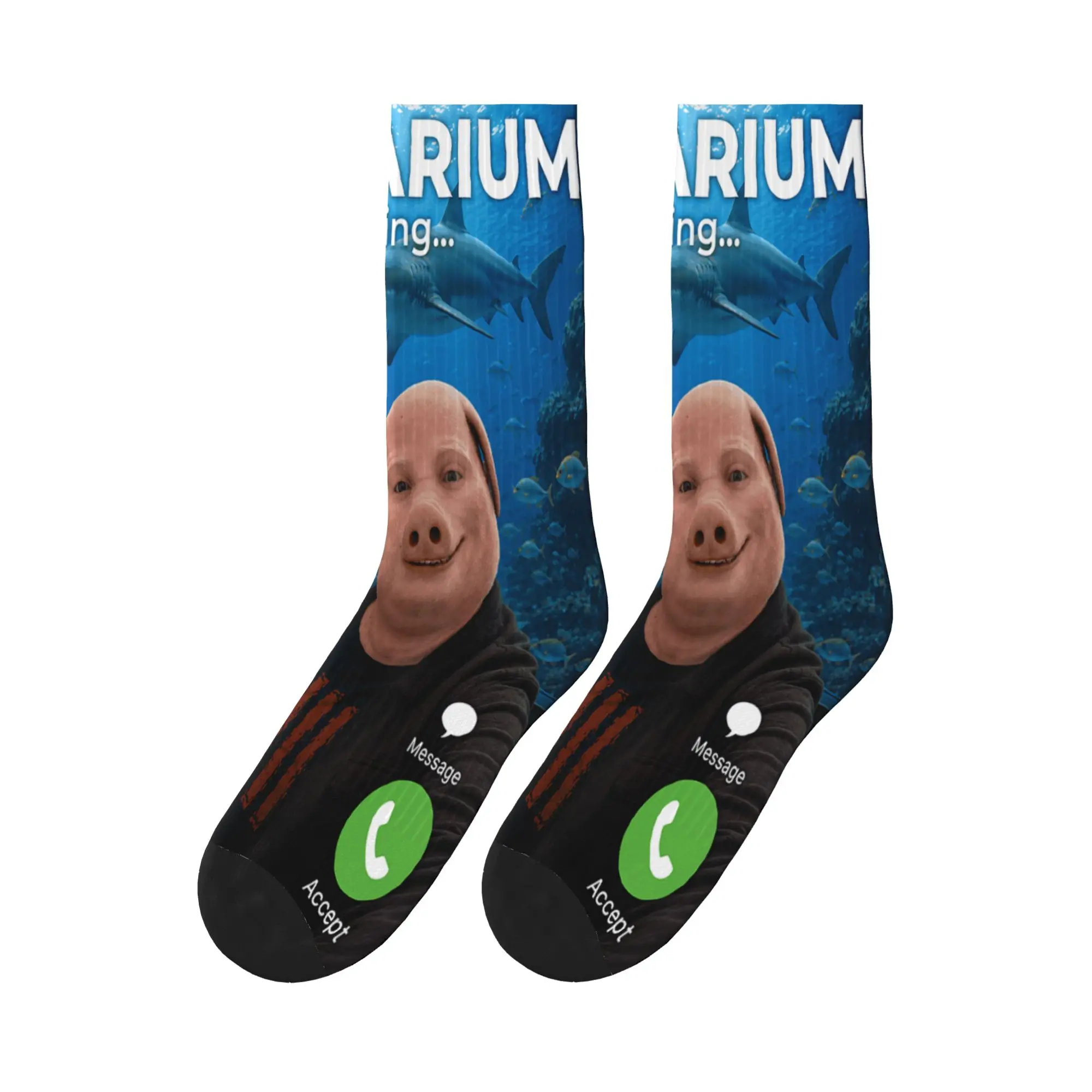 Shark Aquarium Adventure with Tung Sahur John Pork Bro Duo Socks Graphic Stockings Anti Men Socks Winter Kawaii Running Socks