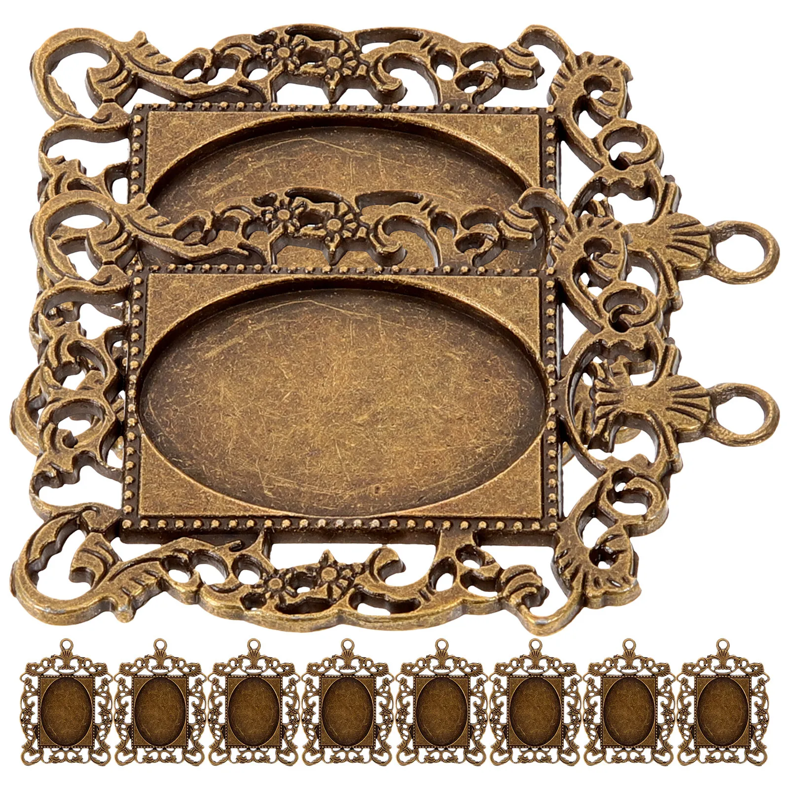 

10pcs Oval Base Pendant Tray For Photo Pendant Settings Diy Jewelry Making Craft Resin Blanks Holder Frame Setting Accessory