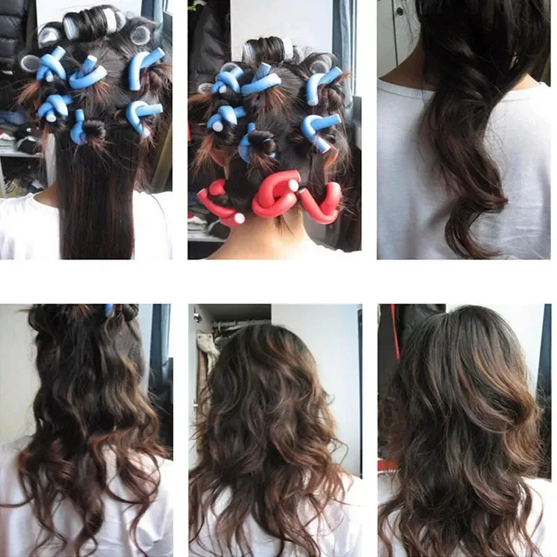 10pcs Flexible Hair Curling Rod Hair Curler Makers Soft Foam Bendy Twist Curls Rollers Styling Tools Hair Roller No Heat Rollers