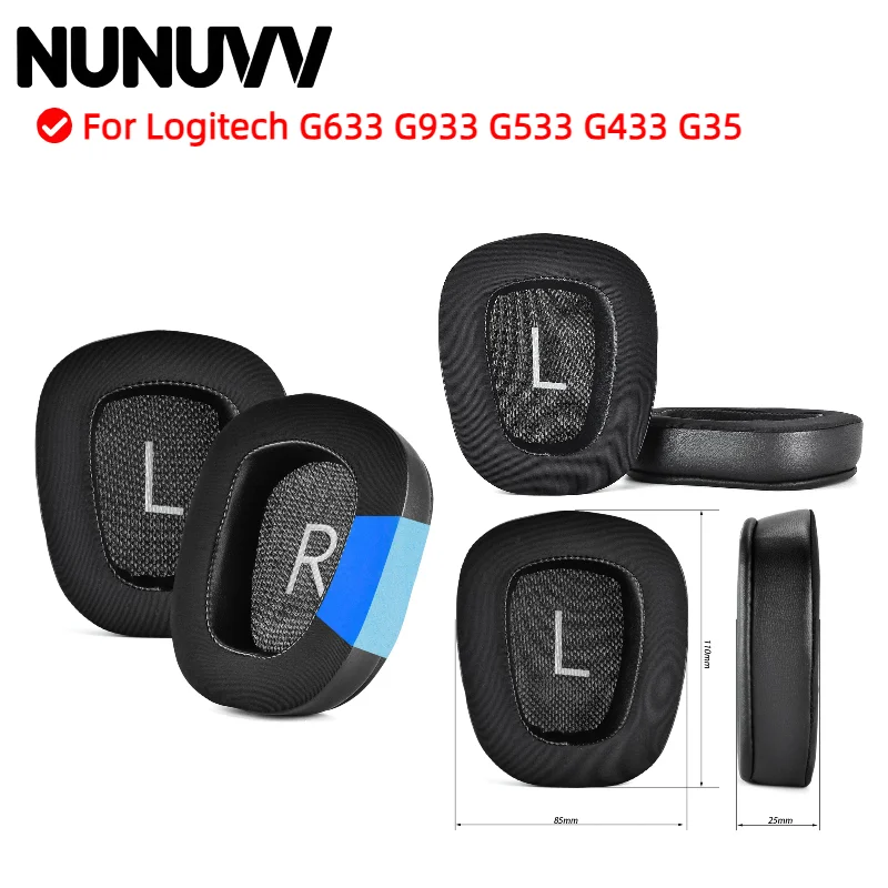 

NUNUVV Replacement Foam Earmuffs Cushion Accessories Earpads High Quality Ear Pads For Logitech G633 G933 Headphones