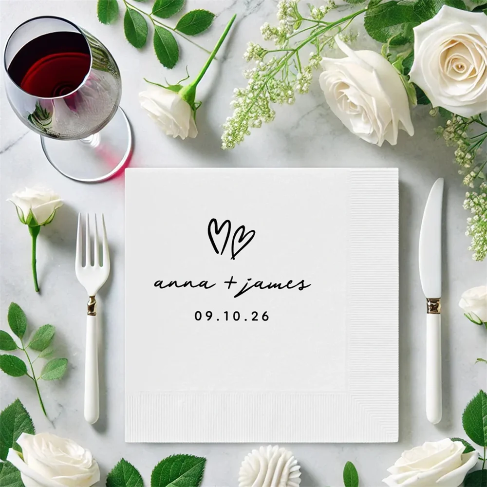 

50PCS Custom Napkins for Wedding, Custom Wedding Napkins, Cocktail Napkins,Rehearsal Dinner Napkins, Minimalist Wedding Table De