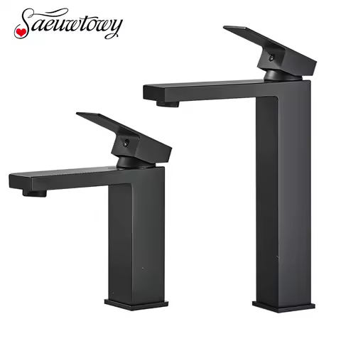 Stainless Steel Bathroom Faucet Deck Mount Basin Sink Taps Hot Cold Water Mixers Single Handle Tap Washbasin Crane Short/Tall