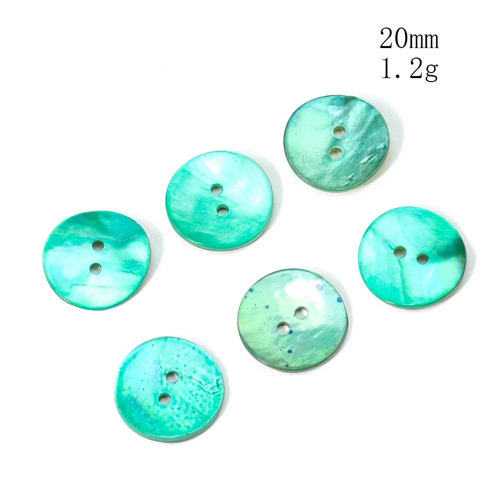 5PCS Natural Shell Dyed Green Mother-of-pearl Round Two Hole Flat Buttons Shirt Scrapbooking Decor Accessories Sewing Supplies