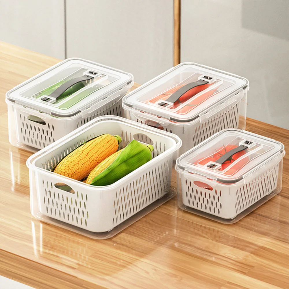 Multi-Layers Freezer Storage Box Drainage Basket Food Storing Organizer for Home Kitchen Refrigerator