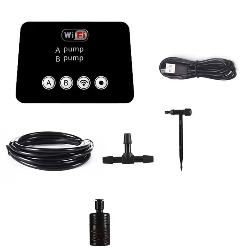 ABGE-Smart WIFI Controlled Watering Device Automatic Drip Irrigation Timer System Double Pump Adjustable Timing Function For Gar