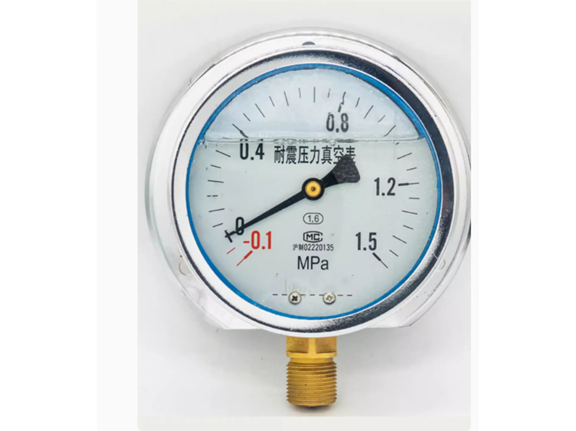 YN100T 1MPA 20 * 1.5 marine anti-seismic pressure gauge with edge with ring manometer