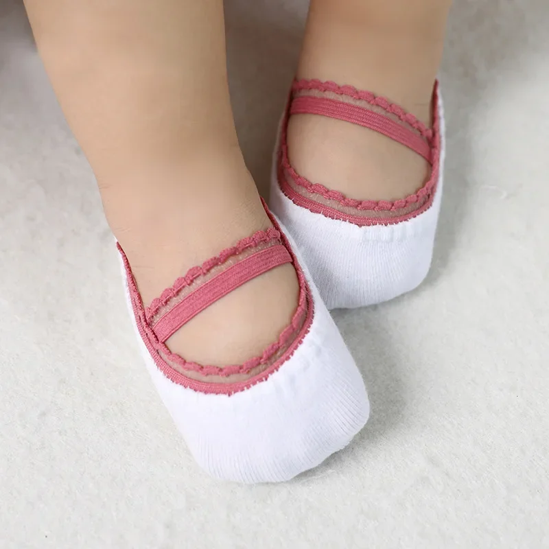 Newborn Baby Socks Summer Lace Baby Socks Solid Color Princess Baby Girl Infant Anti-slip Socks With Rubber Soles