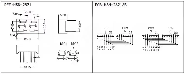 5 Stück Digitalröhren-Display 0,28 0,36 0,4 0,56 Zoll LED 7-Segment Gemeinsame Anode/Kathode 1 2 3 4 Bit Rot Blau Weiß Grün Gelb – Detail 5