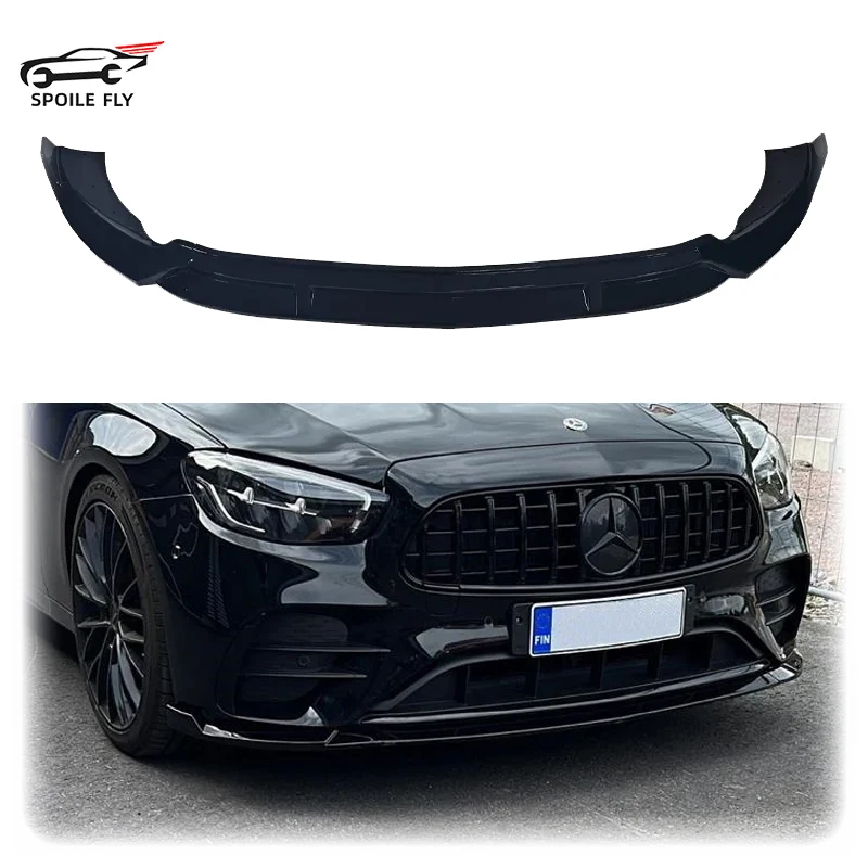 

3PCS 2021 To 2024 For Mercedes Benz E Class W213 E260 E300 BBS Style Front Bumper Lip Splitter Spoiler By Glossy Black Body Kit