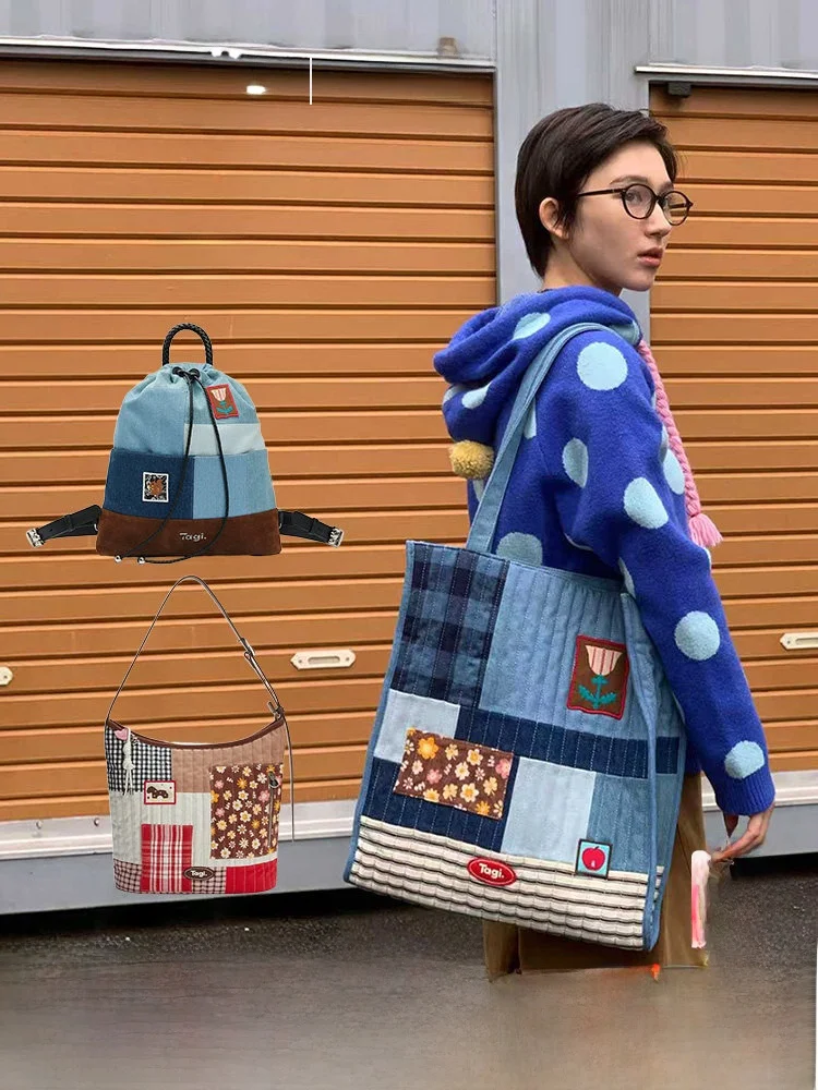 

Tagi Large Capaci Casual Contrast Color Splicing Hobo Single oulder Bag for Women Square ape Winter Collection