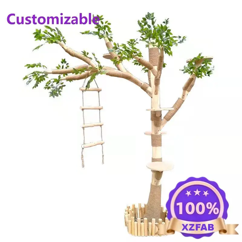Factory Direct 2026 Cat climbing frame wear-resistant non-sticky hair real trunk solid wood climbing pet jumping platform integr