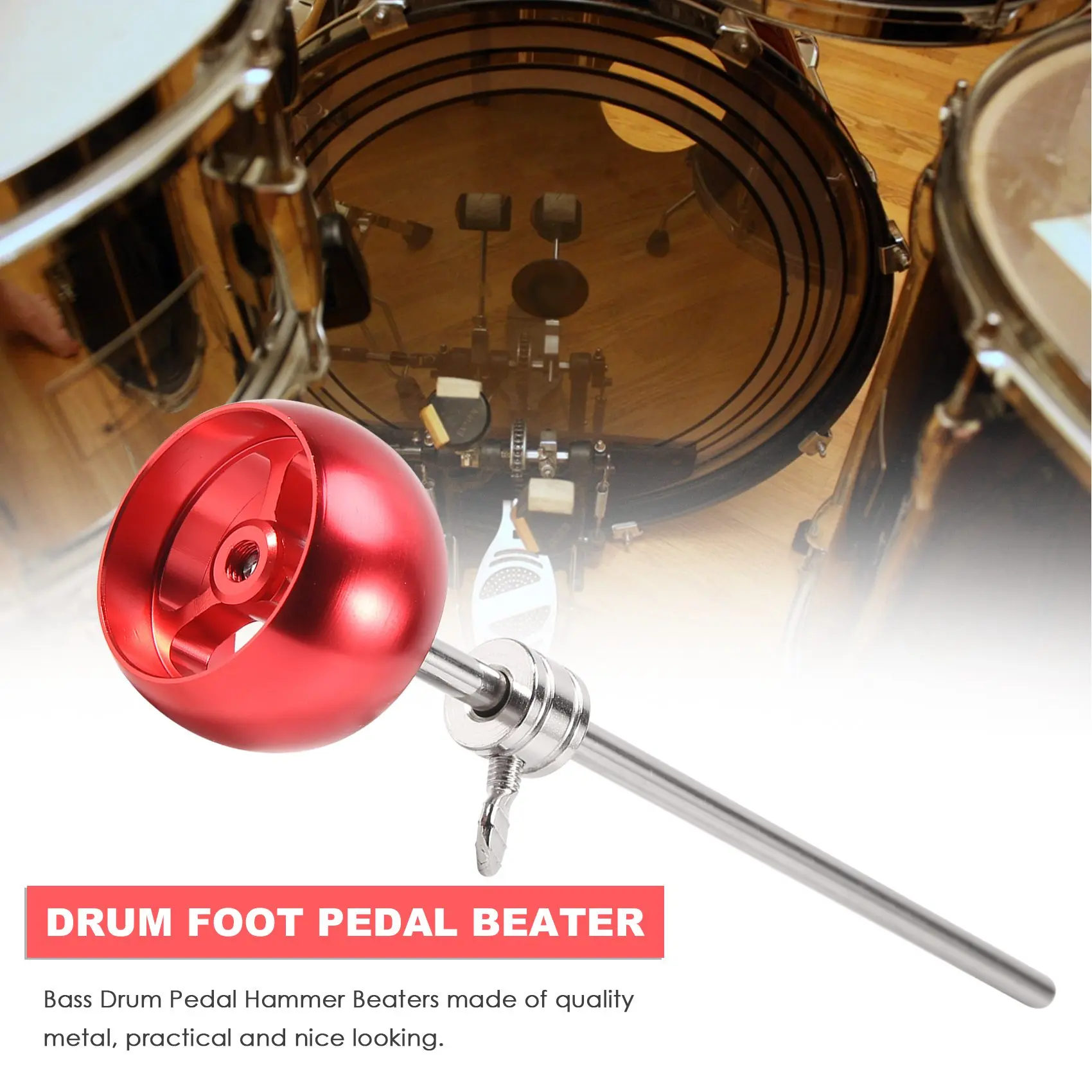 GZMO Aluminum Alloy Bass Drum Pedal Beater Kick Drum Foot Pedal Beater Percussion Instrument Accessory Part,Red