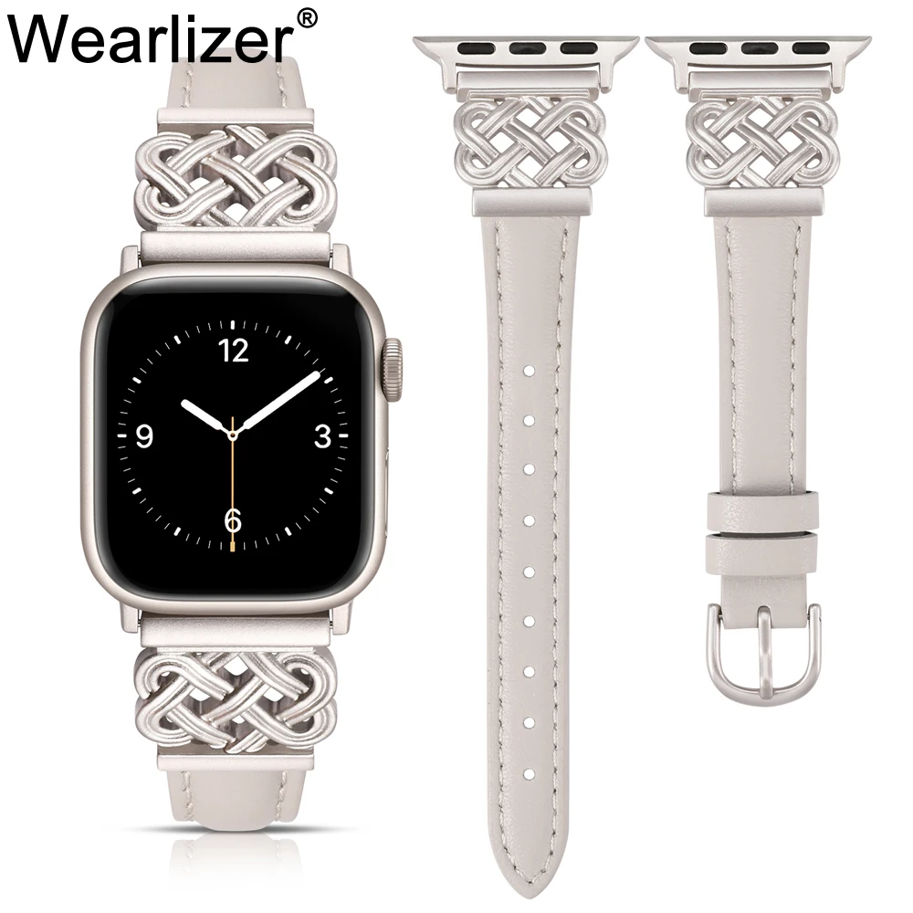 

Wearlizer Leather Strap For Apple Watch Band 44mm 49mm 45mm 42mm 40mm 38mm Smart Watch Strap For IWatch Series Ultra 9 8 7 6