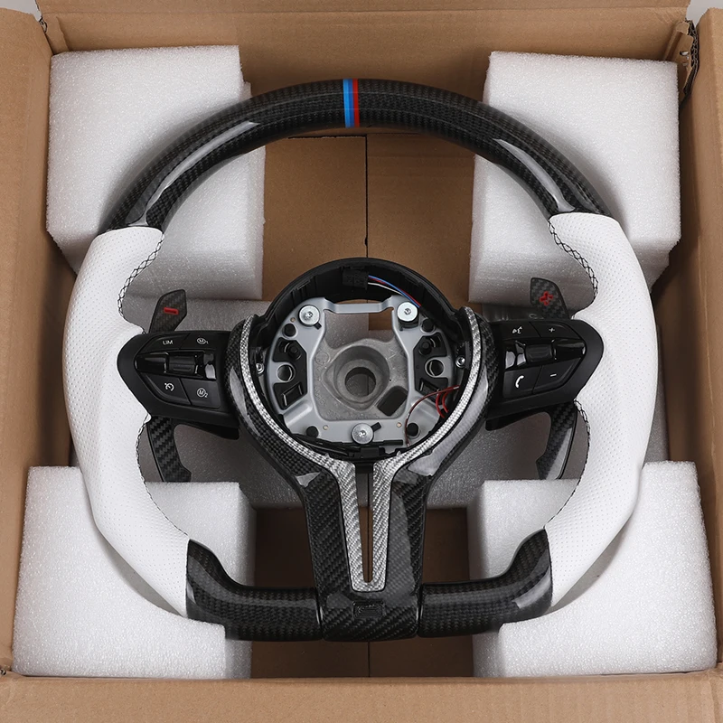 White Half Perforated Leather Carbon M Sport Steering Wheel for BMW F01 F11 F34 F35 F36 F30 F10 X5 F15 X6 F16 F02 F06 M3 M4 M5