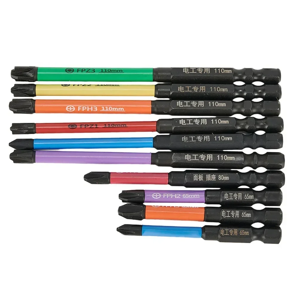 

Cross Screwdriver PZ Screwdriver Bit 10pcs With Magnetism Work More Easily Color Differentiation For Electrician