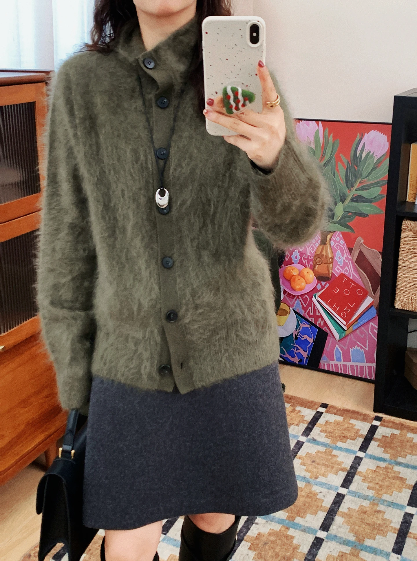 

Thiened Woolen Knitted Cardigan Women's Royal Velvet Lapel Sweater Button up Long Sve Warm Winter Faion Trendy Sle