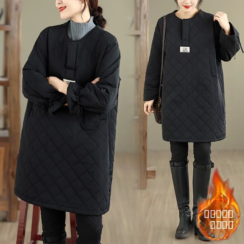 

Утепленное хлопковое пальто для женщин: модное, повседневное, свободного кроя, средней длины, с капюшоном, зимняя одежда