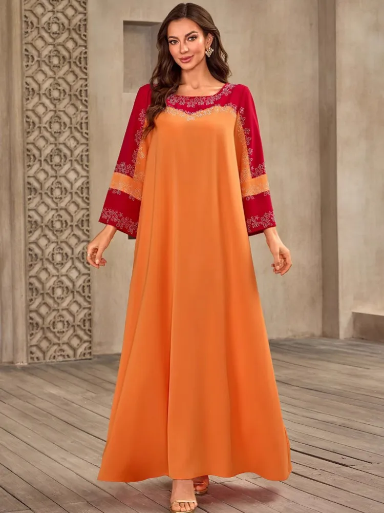 

African Dresses For Women Elegant Polyester 2025 New Muslim Fashion Abayas Dashiki Robe Kaftan Maxi Dress Turkish Africa