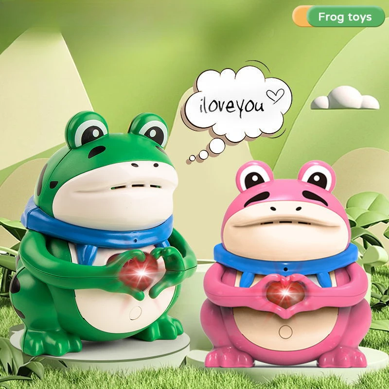 Say “I Love You ”Glowing Frog Talking Toy Children Toy with Light Up Movable Heart Gesture Voice Festival Valentine's Day Gift