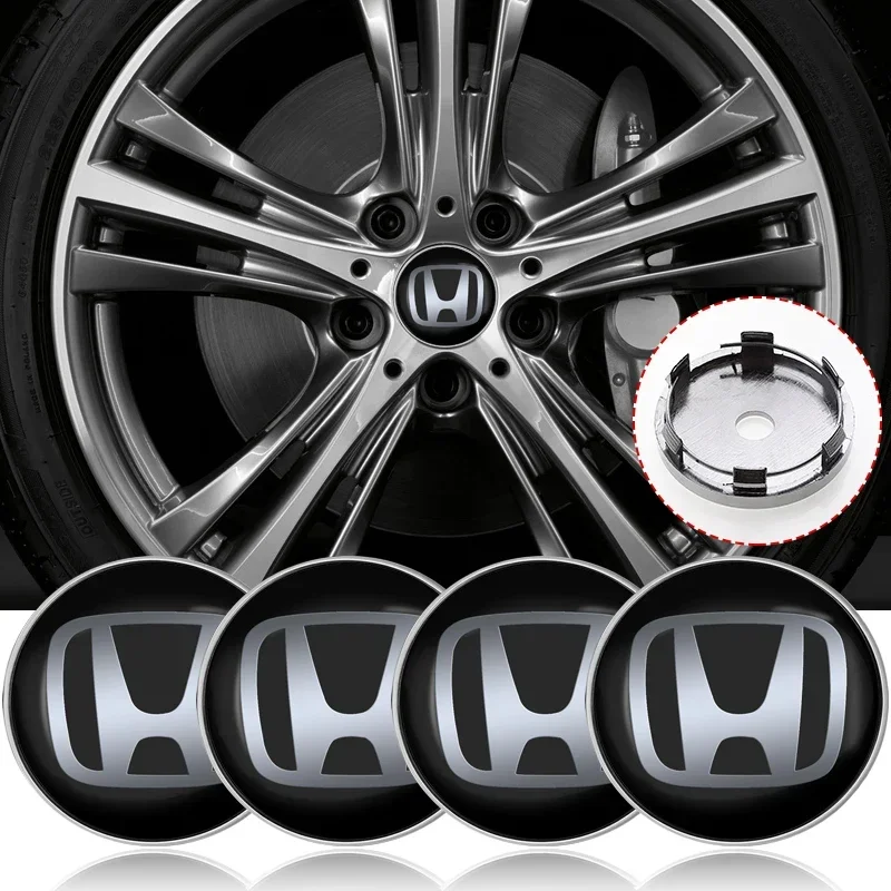 

4pcs 60mm Car Wheel Center Hub Cap Rim Cover Emblem Stickers For Honda Civic Accord CRV HRV Fit Jazz Jade Vezel Car Accessories