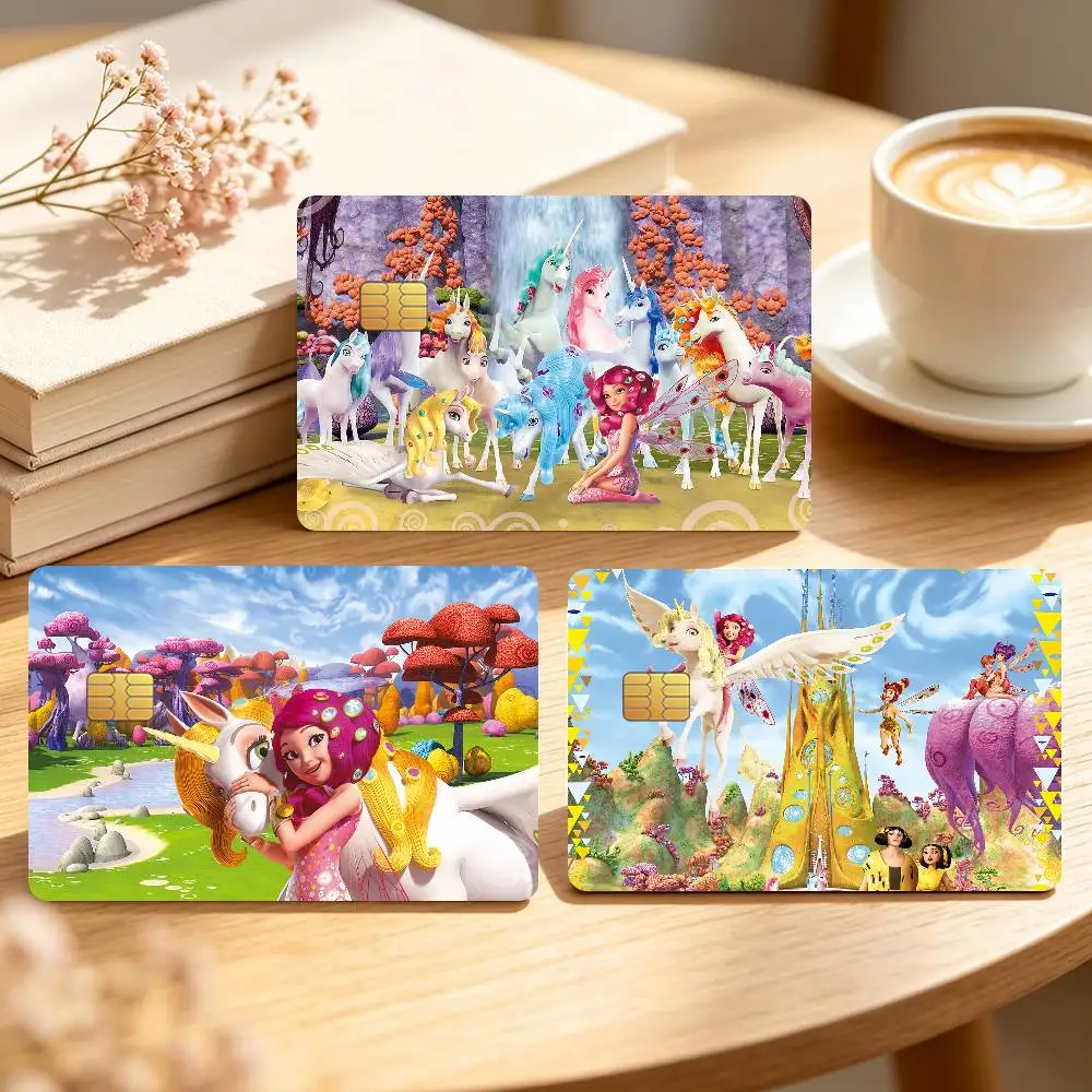 Cartoon M-Mia and Me Girl Credit Card Sticker Waterproof Anti-Scratch 4PCS Bank Debit Traffic Cover Decoration