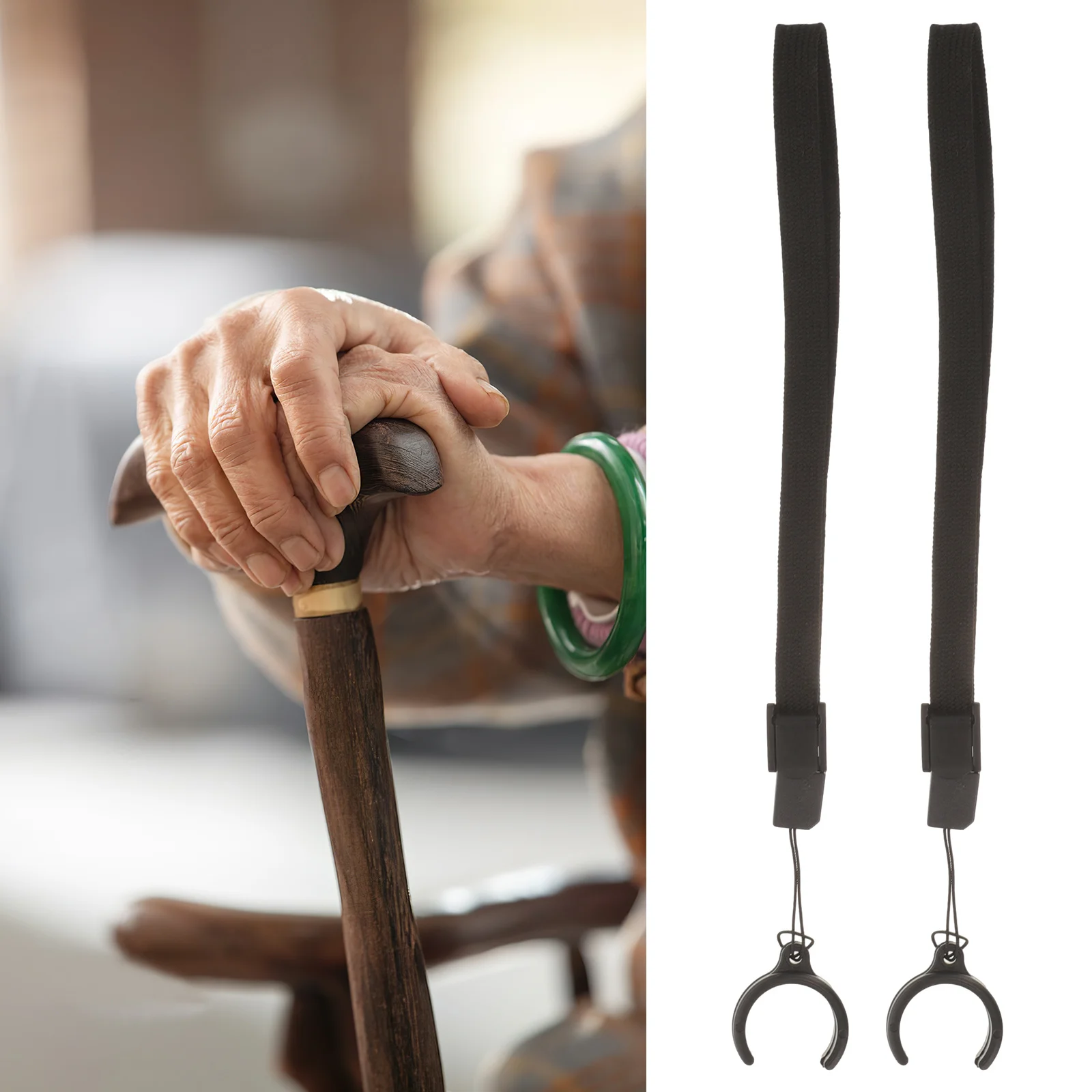 

2Pcs Cane Lanyard with Buckle Wrist Strap for Walking Stick Reusable Anti Lost Strap Lightweight Soft Material for Seniors Cane