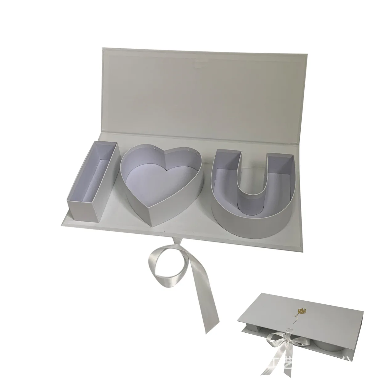 45x19x6cm Cardboard Gift Box Creative I Love You Shaped Fillable Chocolate Sweet Packing Box With Ribbon Bow For Lover Gift Wrap